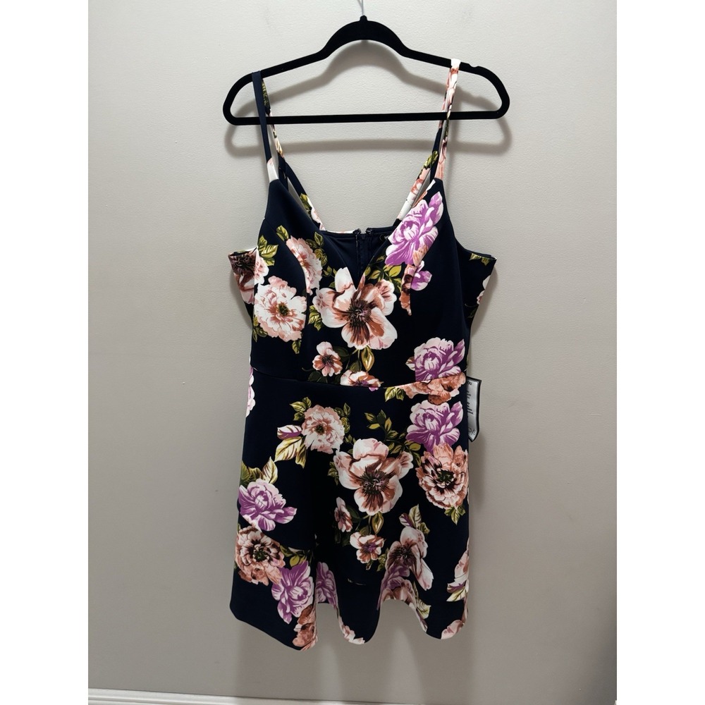 Speechless Juniors Plus Blue Floral Fit & Flare Cocktail Party Dress Size 18 NWT